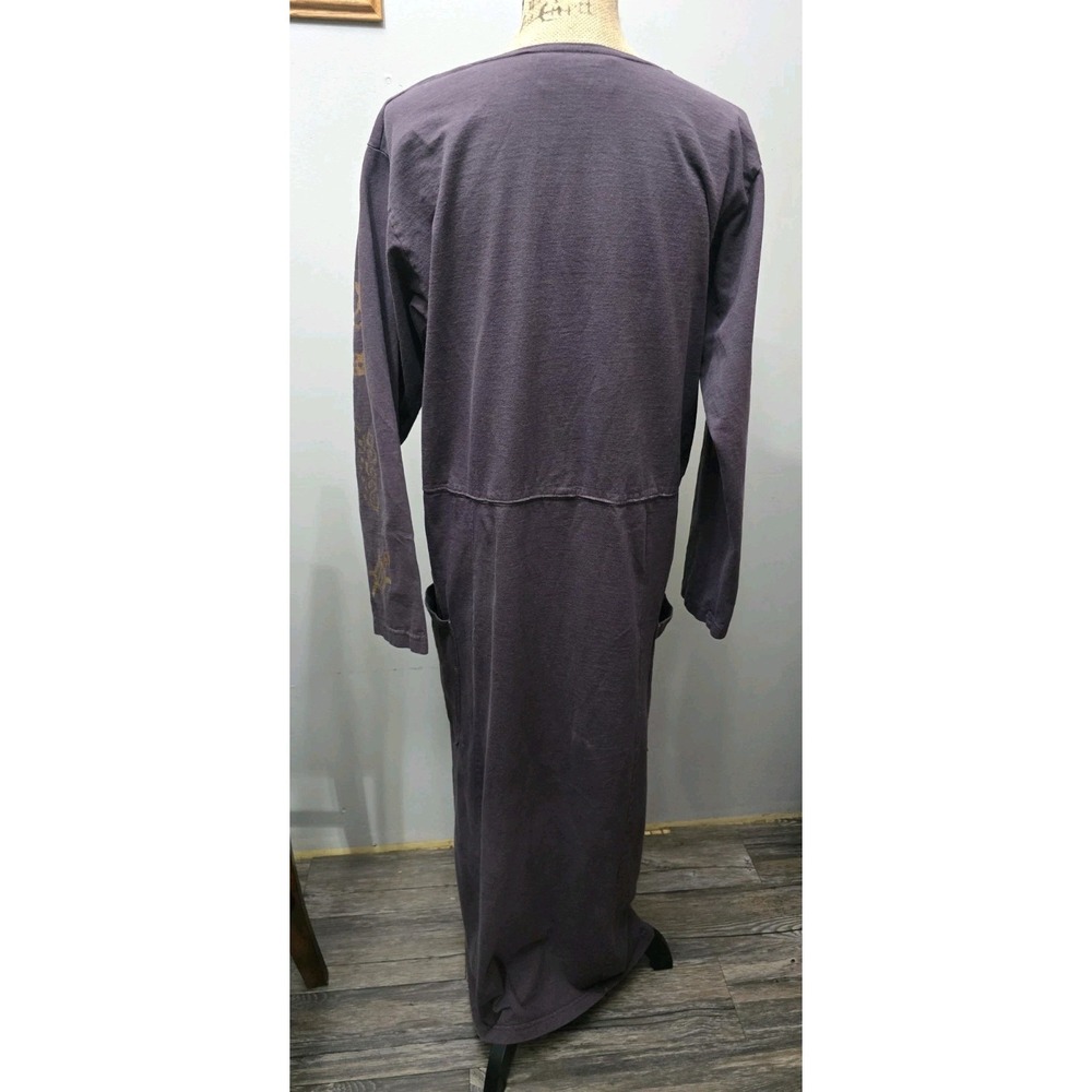 Women's Boho Ethnic Long Sleeve Dress Casual Crewneck Pockets Maxi Small Cotton - Picture 8 of 10